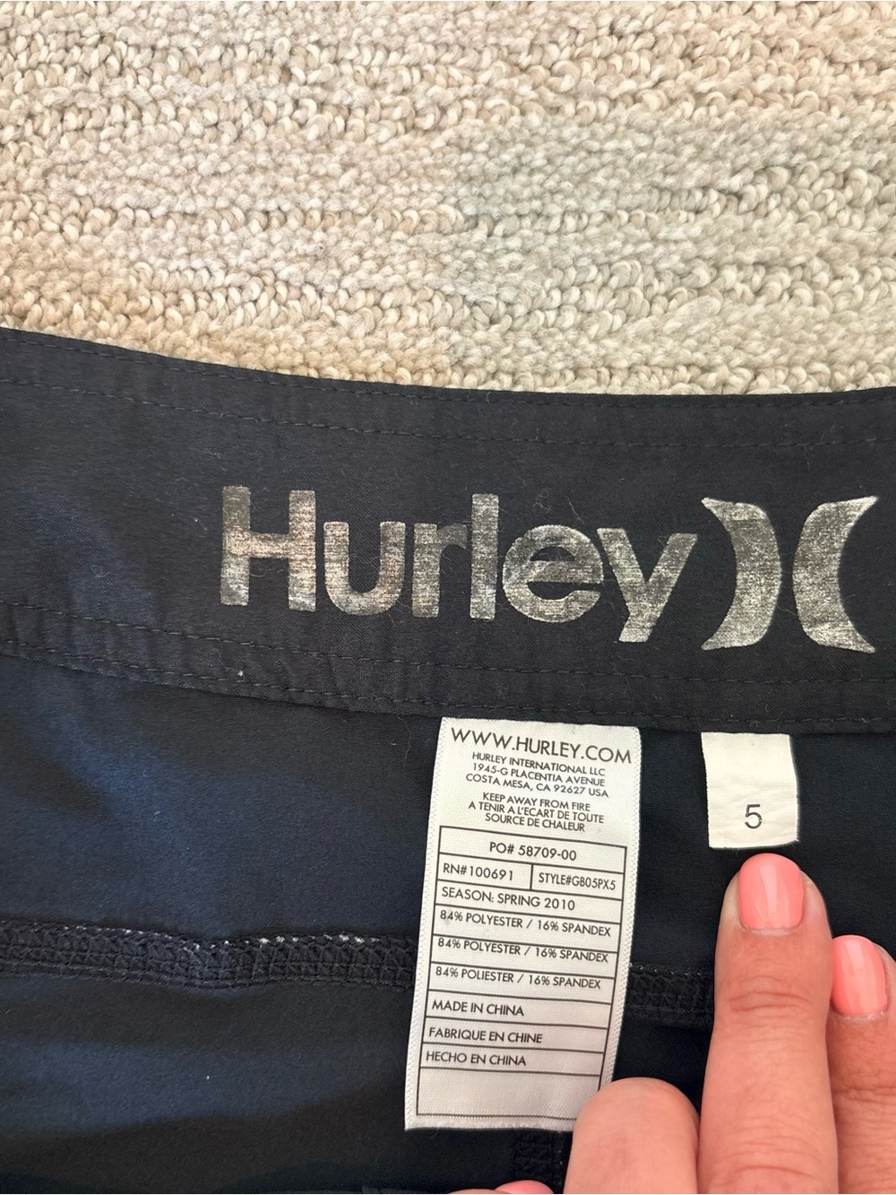 Hurley Black Swim Board Shorts. Y2K. Size 5 - Picture 4 of 5